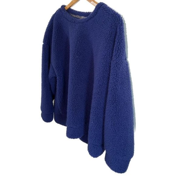 Muk Luks Chunky Blue Crew Neck Pullover Sweatshirt - Picture 6 of 11